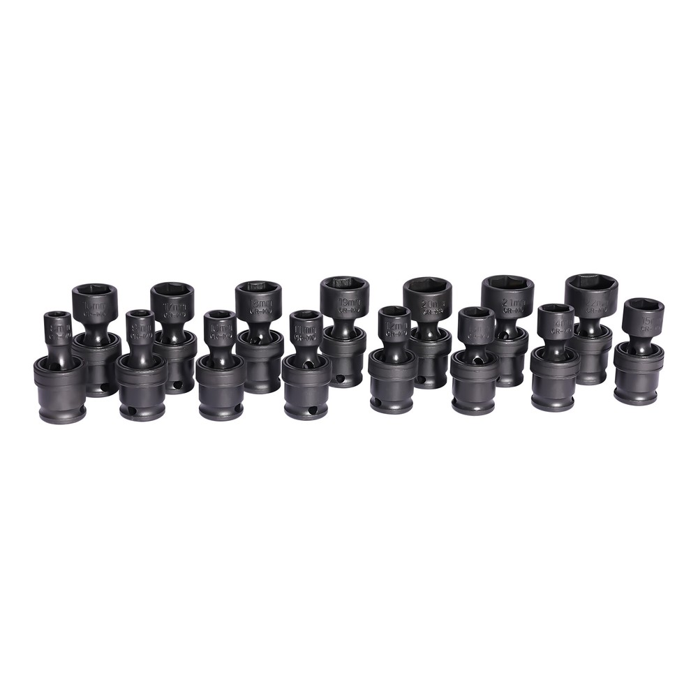 15PCS Universal Joint Socket Set 8-22mm Socket Set Swivel Socket Set 3/8" w/Case