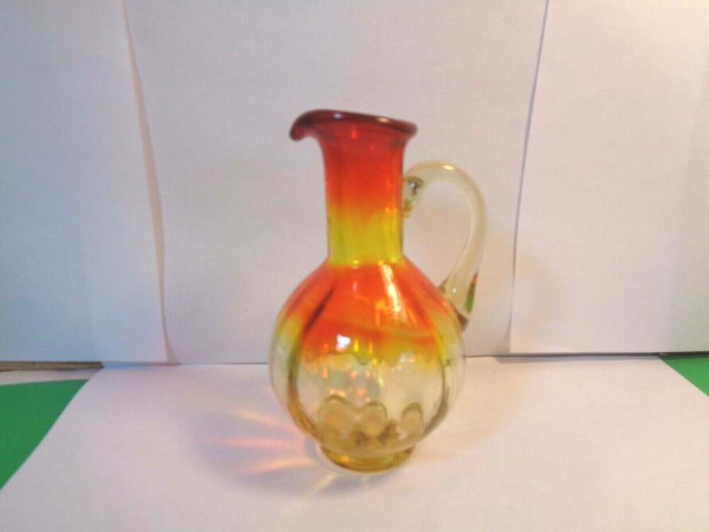 Studio Art Glass 5" Amberina Panel Optic Pitcher (Used/EUC)