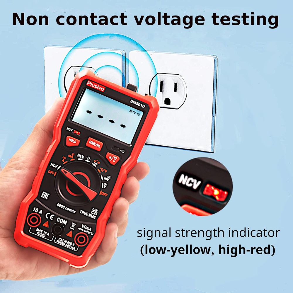 Multimeter 6000 Counts Digital Auto DM501D + Test lead Set