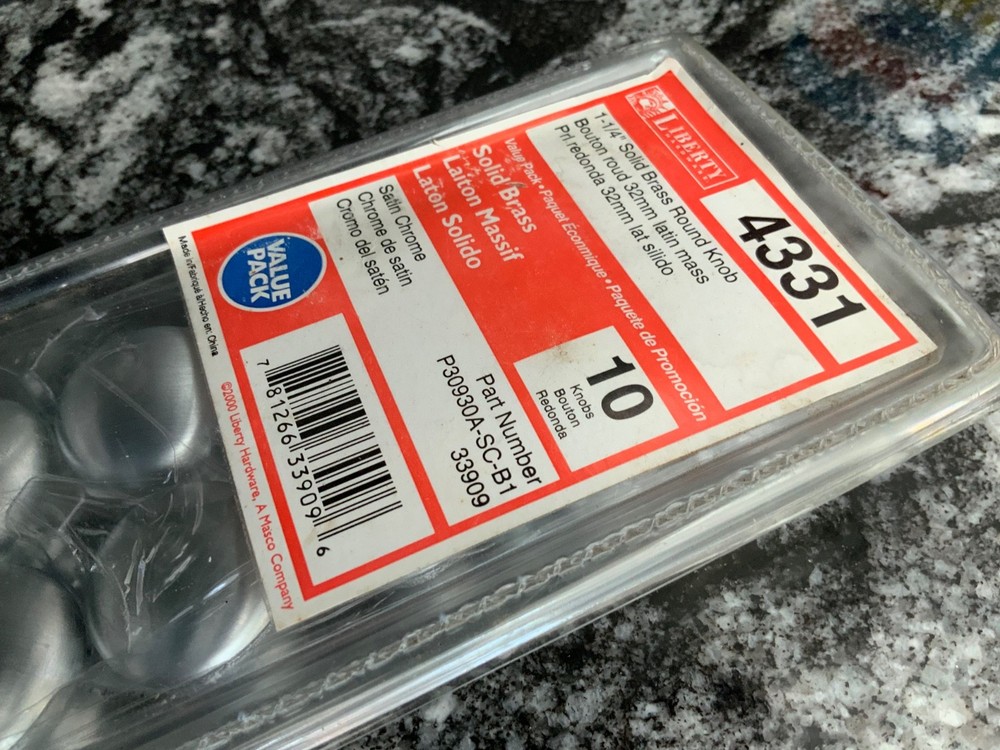 Liberty Hardware VTG Solid satin brass Rd. Knobs 1-1/4” 10 Cabinet Knobs Drawer