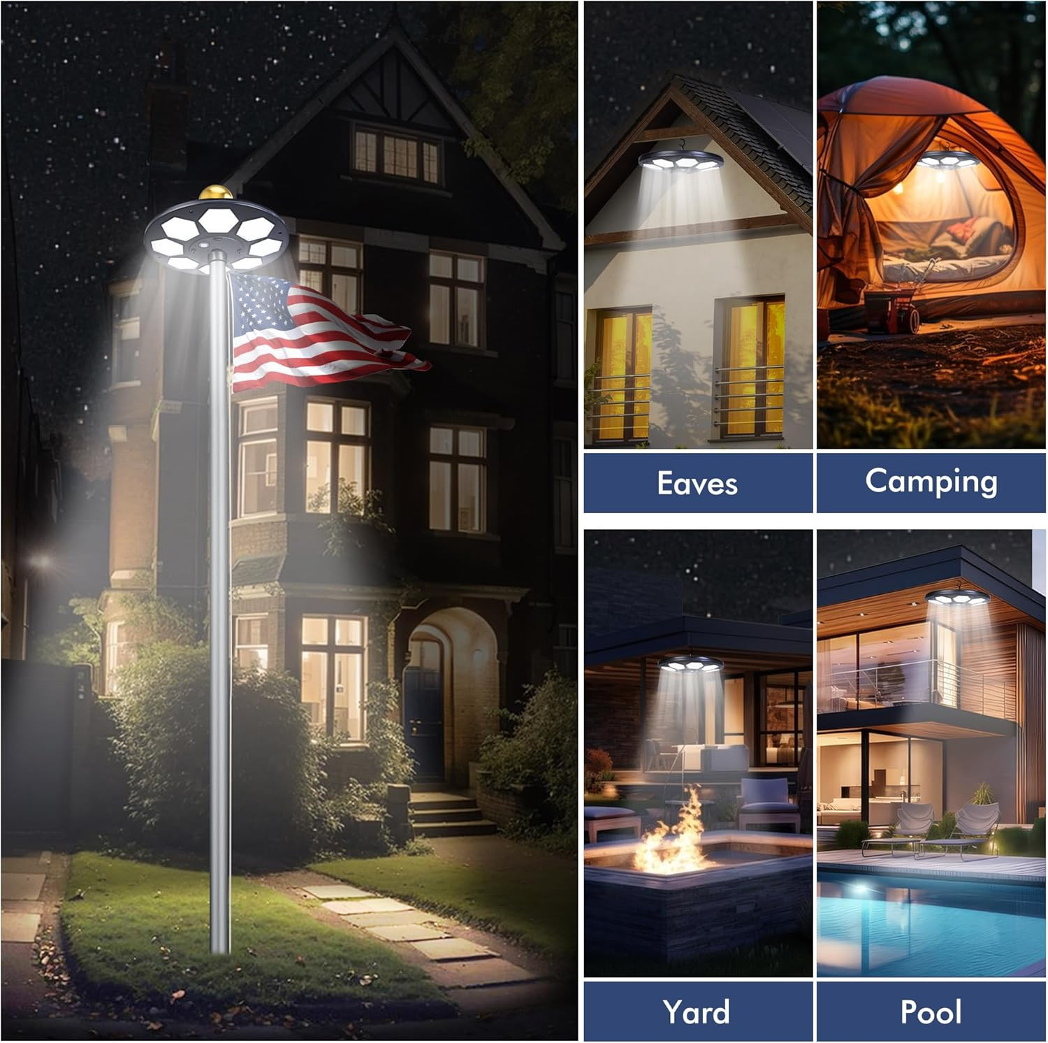 Solar Flagpole LED Light,Black 160 LED Ultra Bright Flag Pole Light for 15-25 Ft