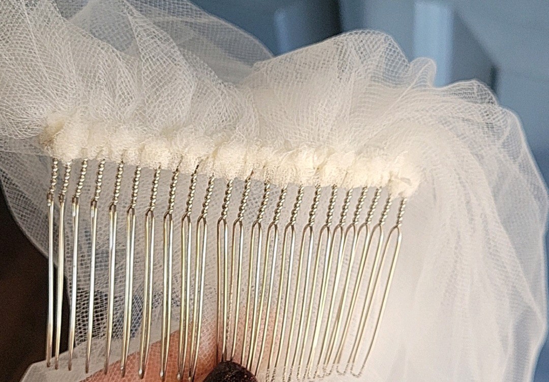 Raw edge cathedral veil 108in long, Worn One Bride. #wedding