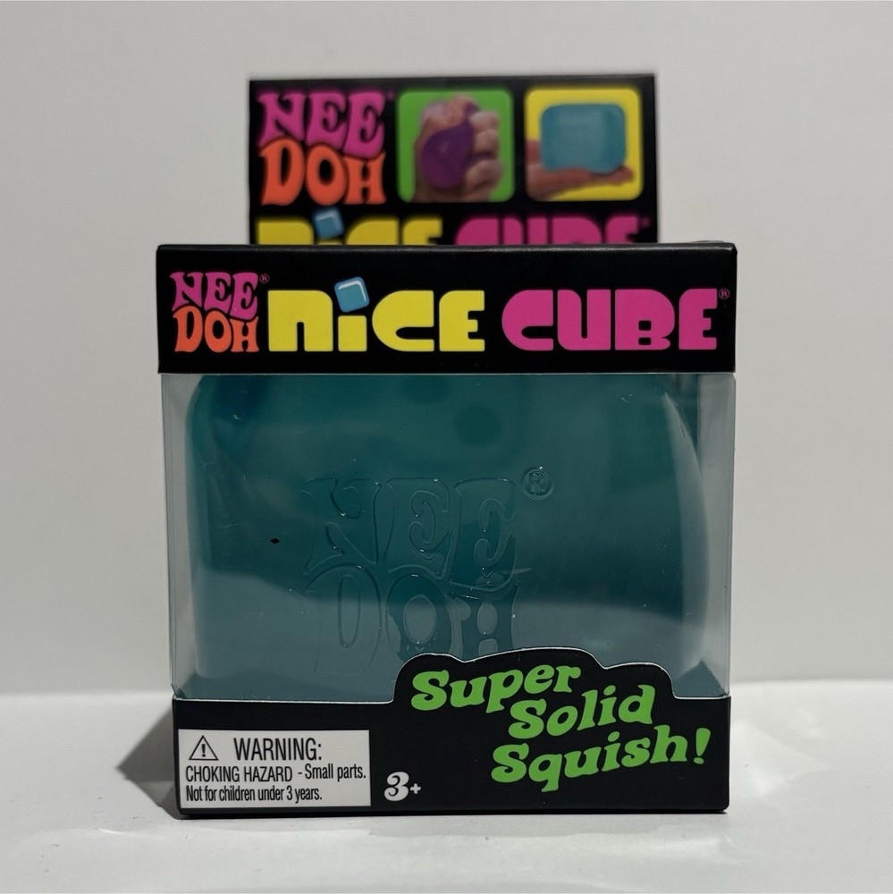 Schylling Nee Doh Nice Cube Super Solid Squish Blue Squeeze Toy