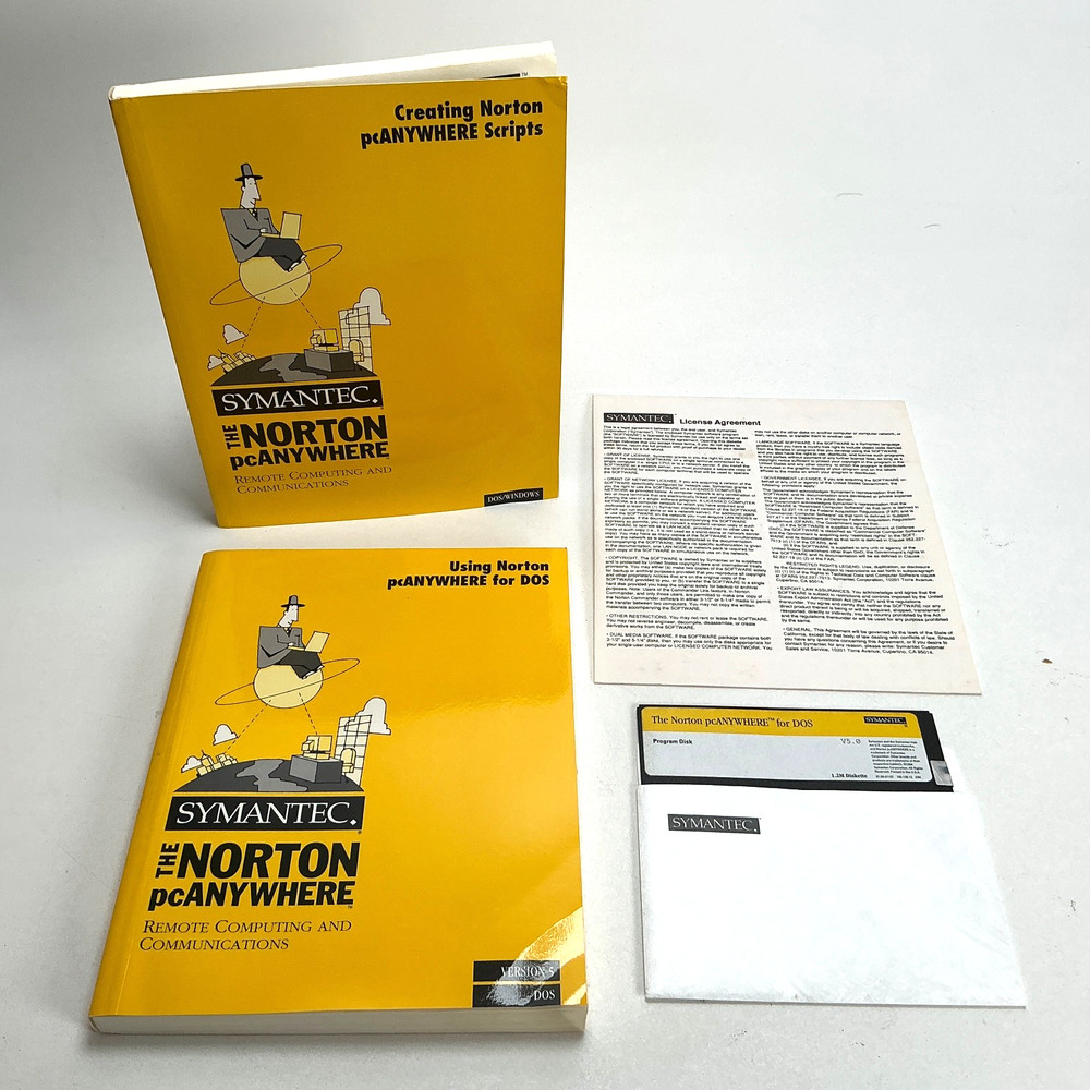 Vintage Norton pcANYWHERE DOS Software 5.25” Symantec Remote Computing 1990s