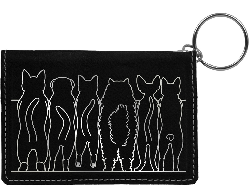 Cat Tails Laser Engraved Leatherette Keychain Wallet