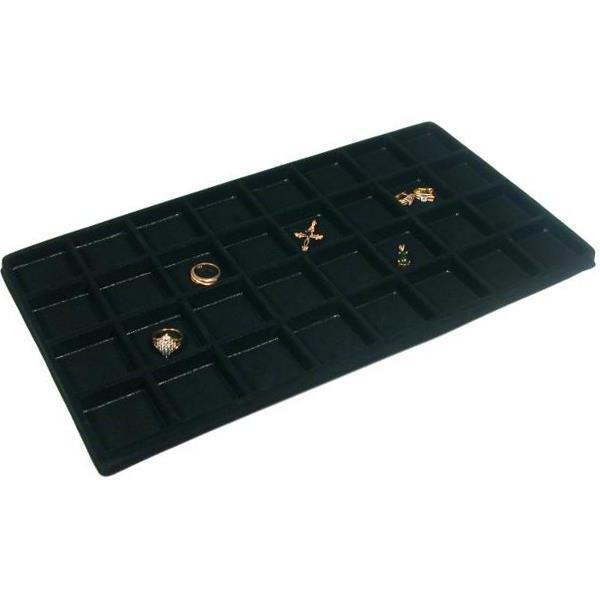 5 Black 32 Compartment Display Tray Insert Black 14 1/8"