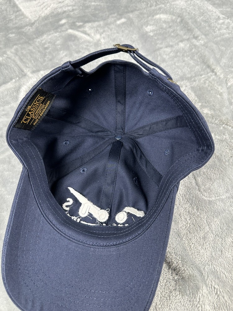 Focus Features Logo Hat Strap Back Cap Blue White Spell Out Adjustable Sizing