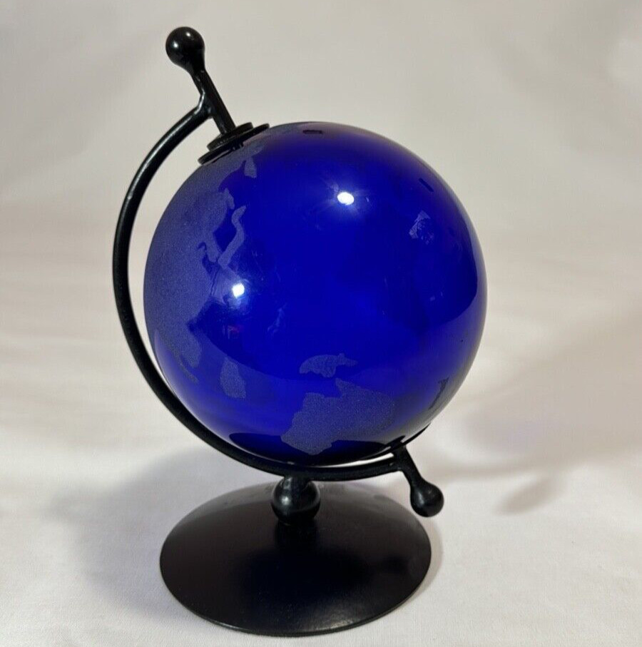 Vintage Cobalt Blue World Globe Map