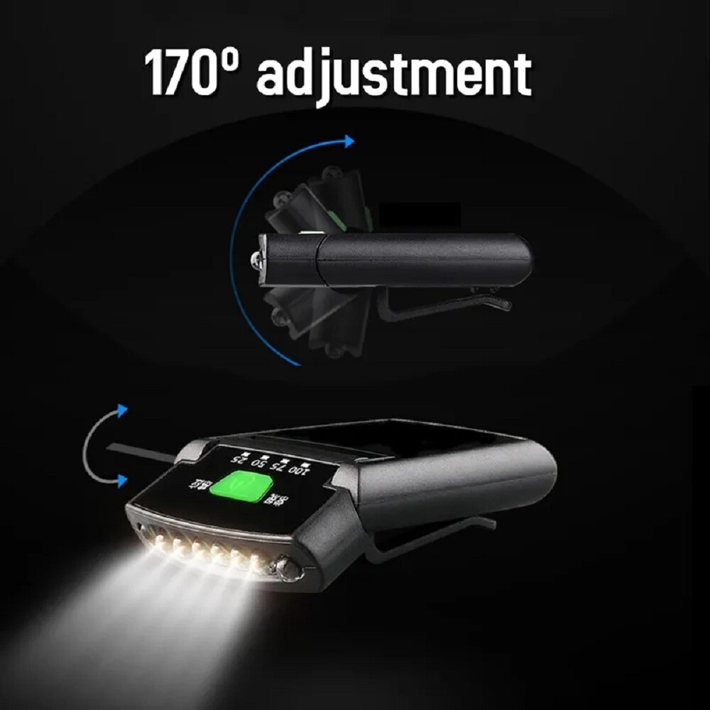 6 LED Rechargeable Cap-Clip Head Lamp Headlight Hat Sensor Torch Light Camping