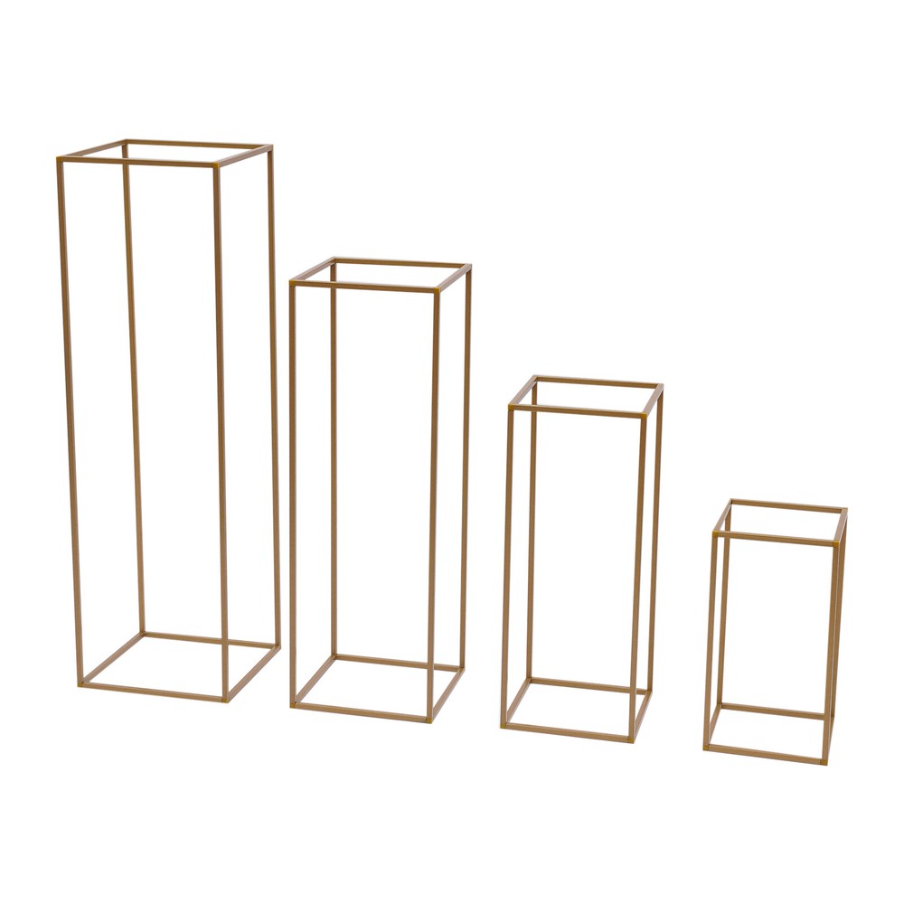 4PCS Gold Flower Stand Rectangular Rack Set For Wedding Table Centerpieces Decor
