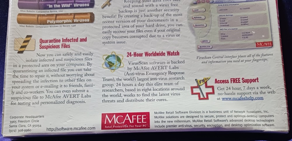 McAfee Virus Scan Software SEALED IN BOX for Win ME, 2000, 98, 95, NT