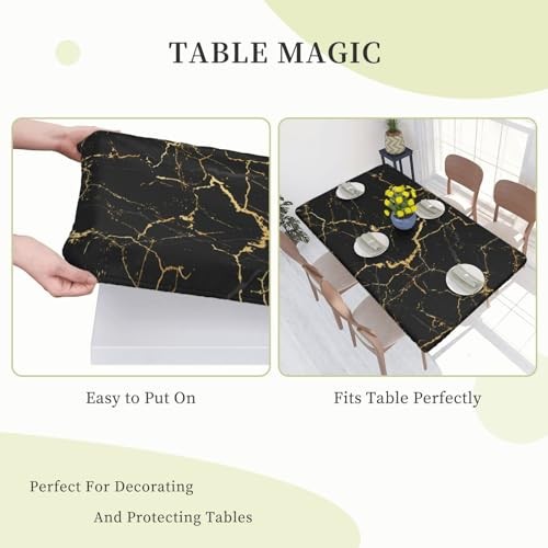 Black Marble Texture Tablecloth with 48" x 30" (Rectangular) Marble #03