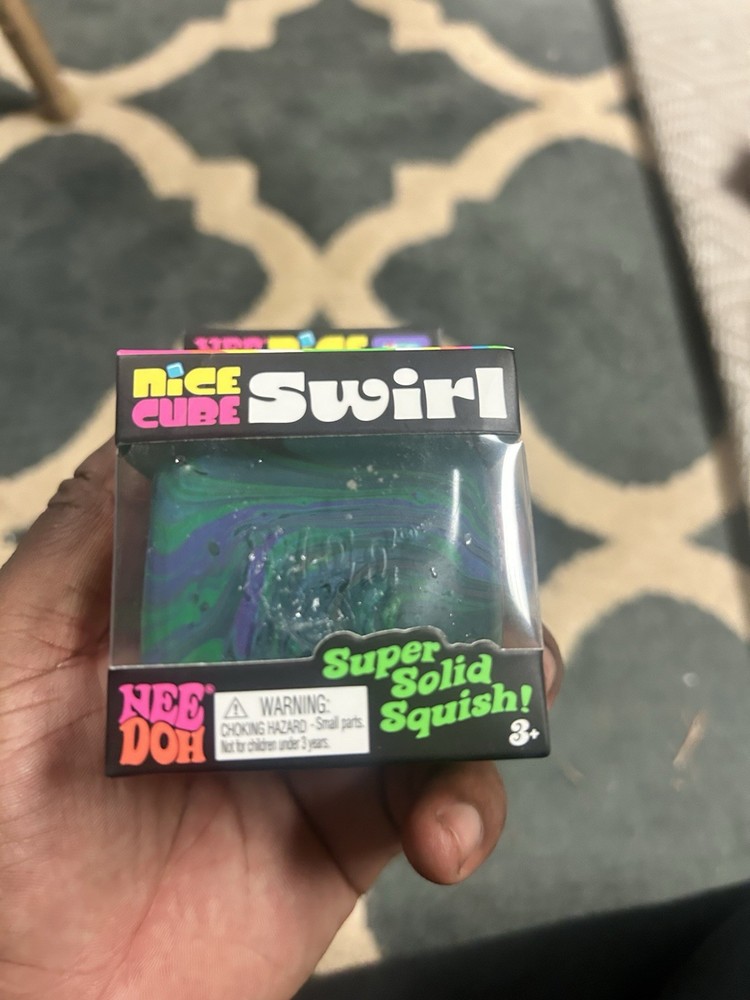 Nee Doh Nice Cube Swirl Super Solid Squish Multicolor Squeeze Toy Ages 3+