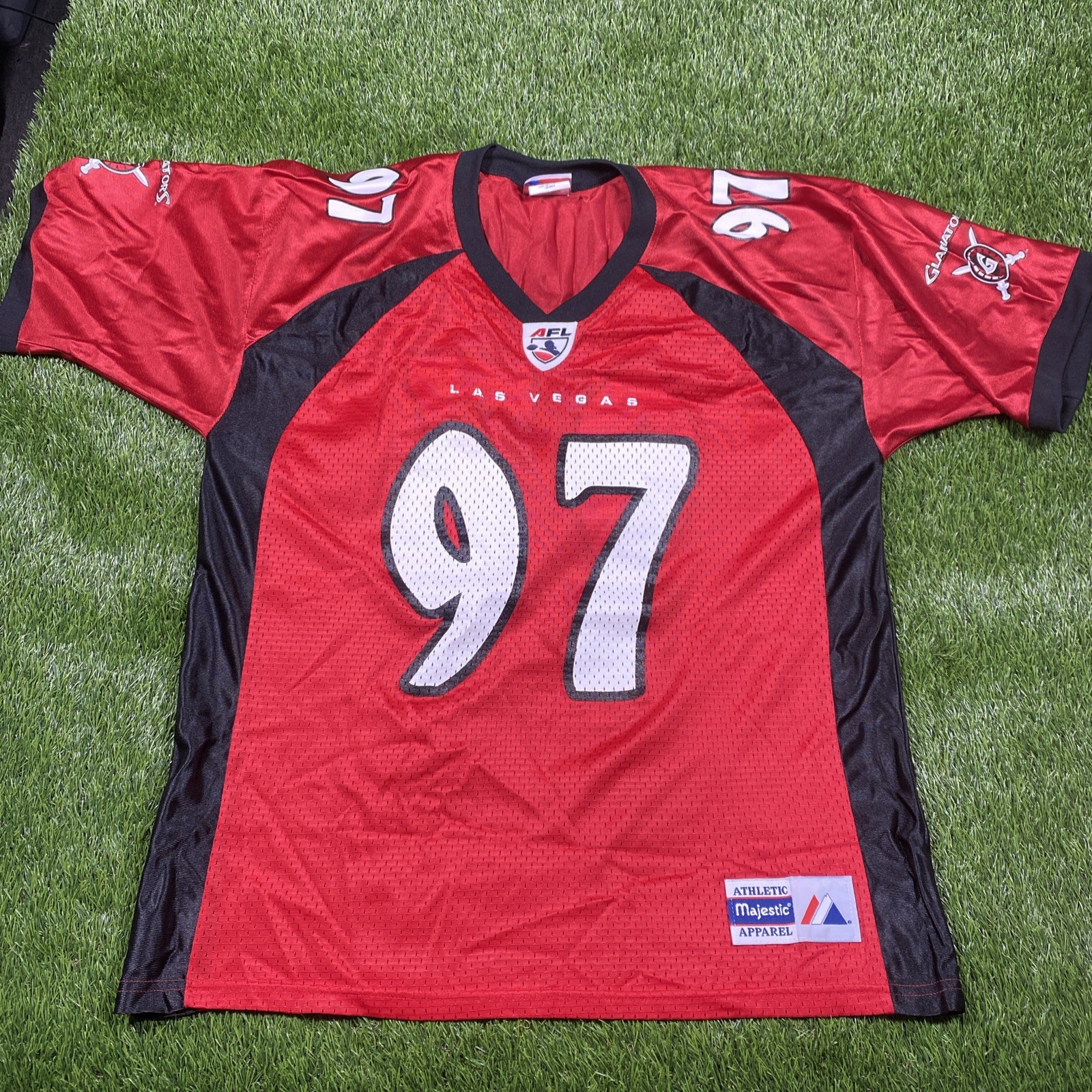 Las Vegas Gladiators Arena Football Jersey Mens Large Red #97 Majestic
