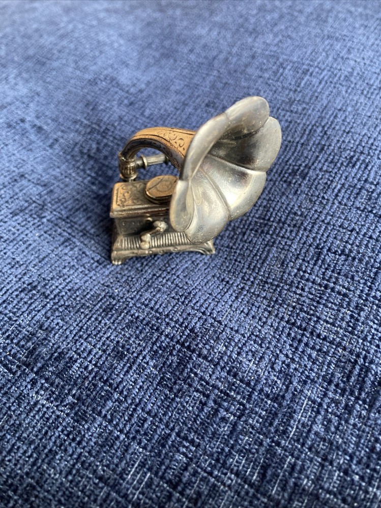 sterling silver miniature gramophone
