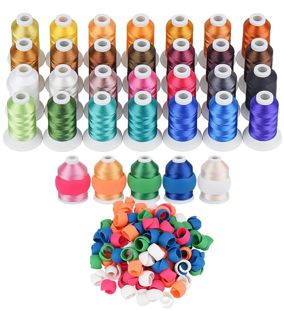 28 Assorted Colors Embroidery Machine Thread Kit 550Y Each Polyester Spools