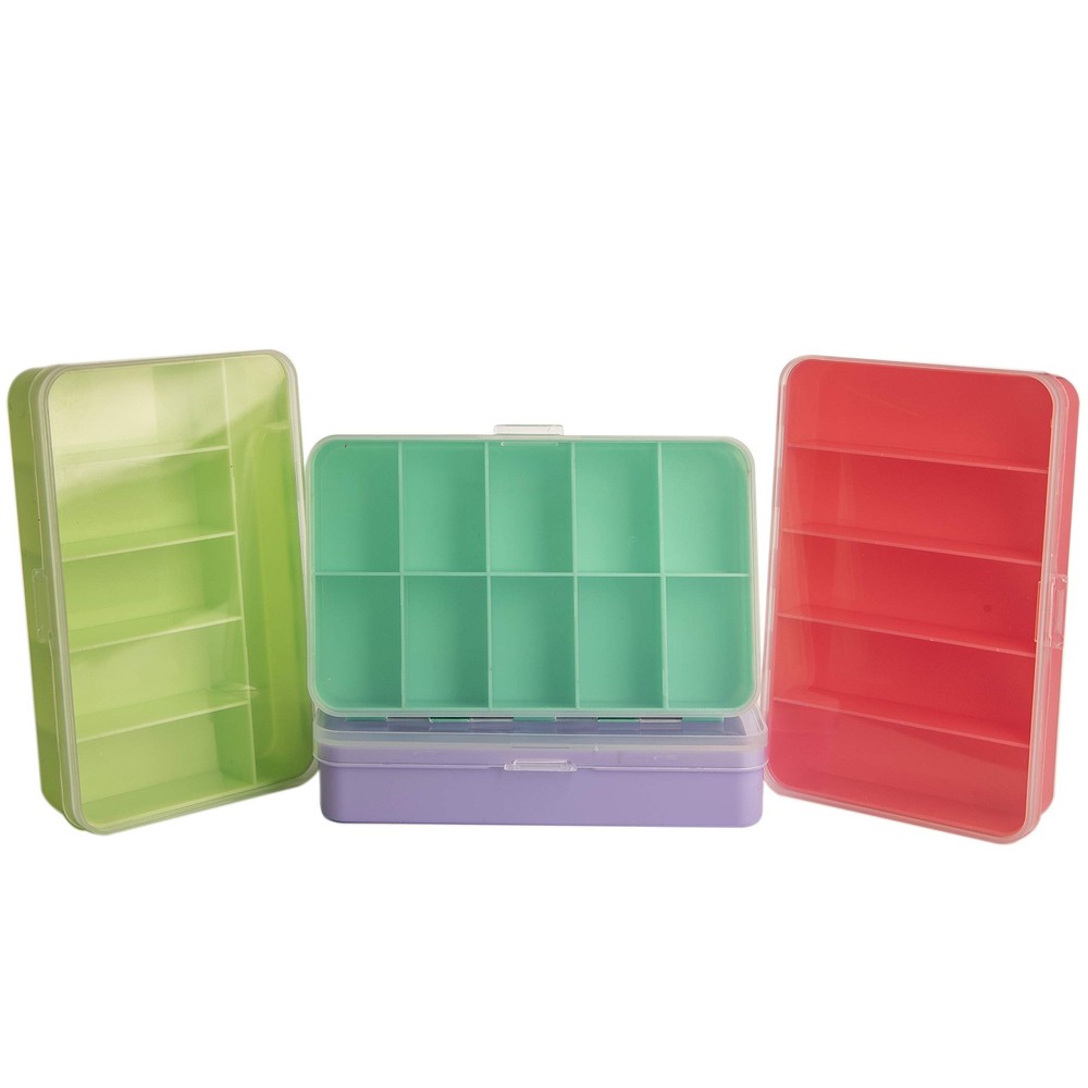Personality Case Color-Coded Organizers, 4 Stackable boxes, 22 compartments i...