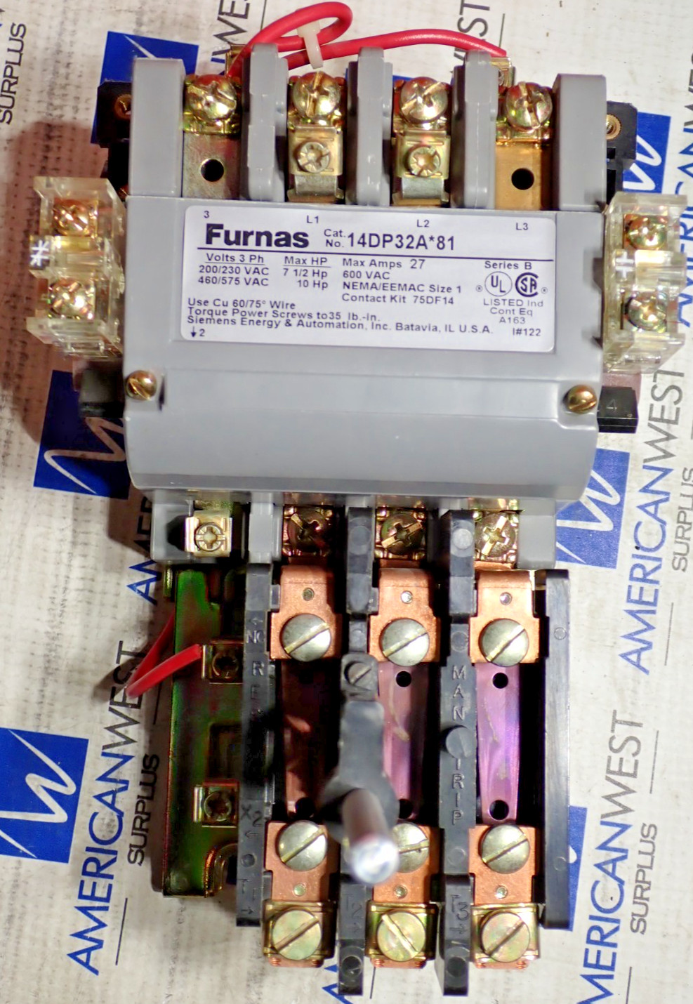 Furnas 14DP32A*81 Size 1 Starter 27 Amp 600VAC w/ 75D73070F 120 Coil TESTED S935