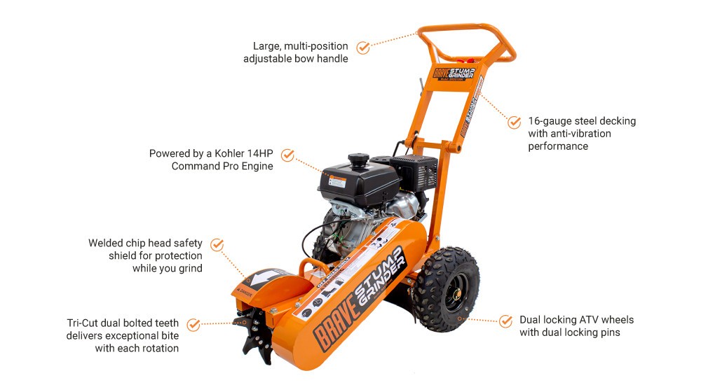 Brave Stump Grinder | 14 HP Kohler Engine - 12" Cutter Wheel - CLOSEOUT PRICE