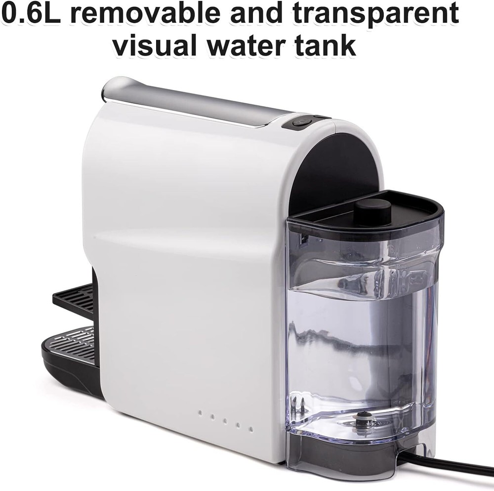 Espresso Pod Machine for Home, Compact Capsule Coffee Maker White