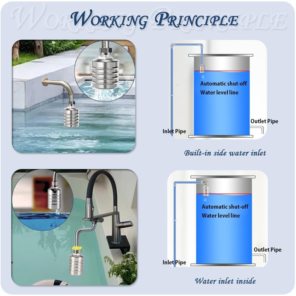 Float Valve,1/2" to 3/4'' water level control float valve, 304 Stainless Stee...