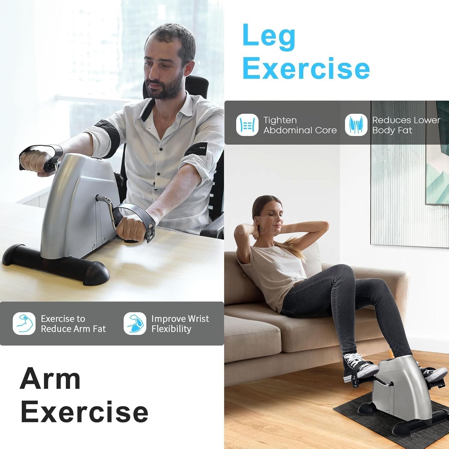 Portable Mini Cycle Bike Foot Pedal Exercise Machine Arm Leg Recovery Peddle US