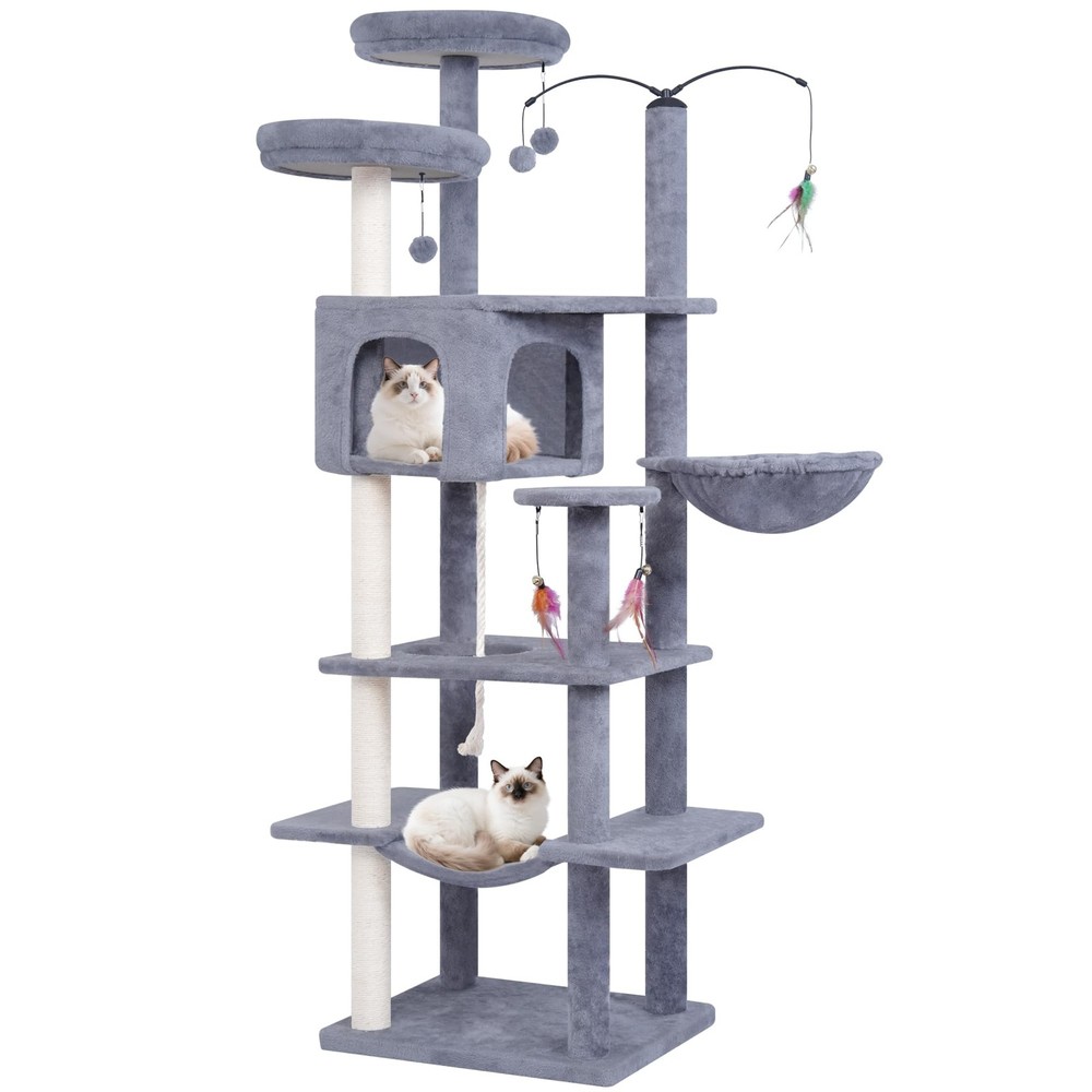 Big Cat Tree, Cat Tower with Multi-Level Condo, Hammocks, Rotating (Grey, 63....