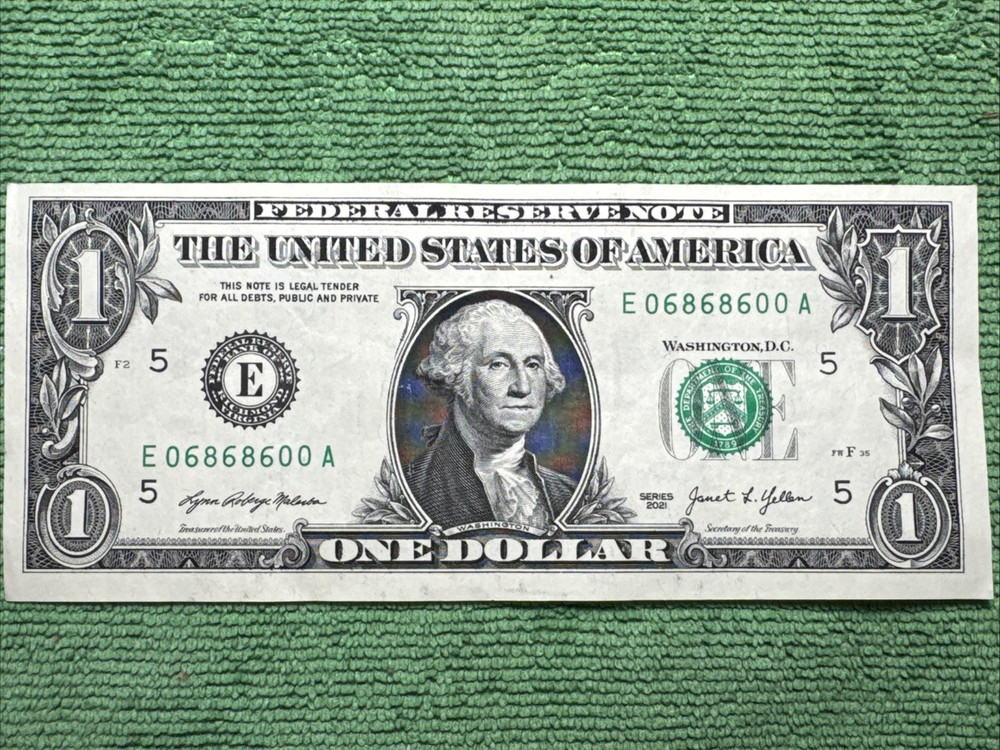 2021 $1 Fancy Serial# Trinary Note E06868600A