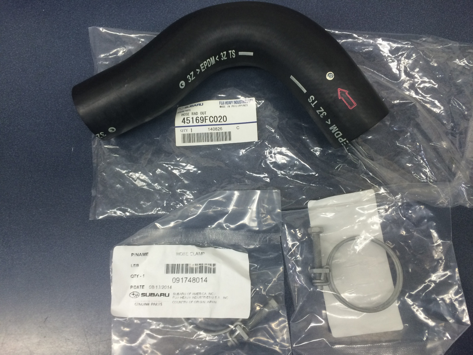 Genuine Subaru Lower Radiator Hose & Clamp Kit Forester 2.5 X Turbo XT  2004-08