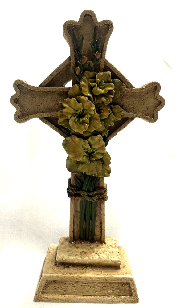 Cross With Easter Lilies- 8" tall