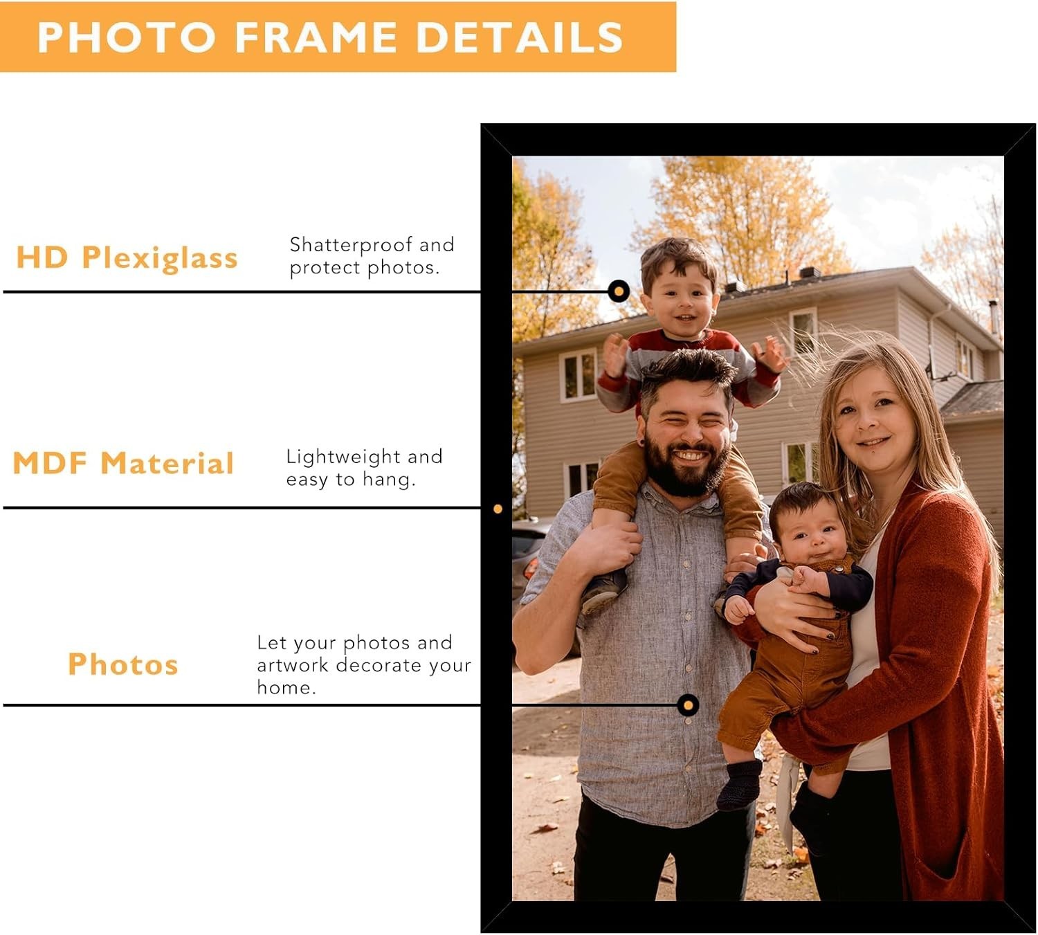 8X12 Picture Frames Black 1 or 2-Pack HIGH Definition Glass Front Cover Displays