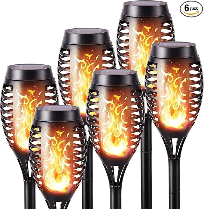 6-12pcs Solar TiKi Torch Lights with Flickering Flames - Waterproof by AvalonUP