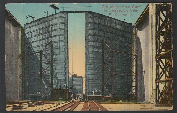 PANAMA POSTCARD LOCK GATE CONSTRUCTION (ID:666/D5006)