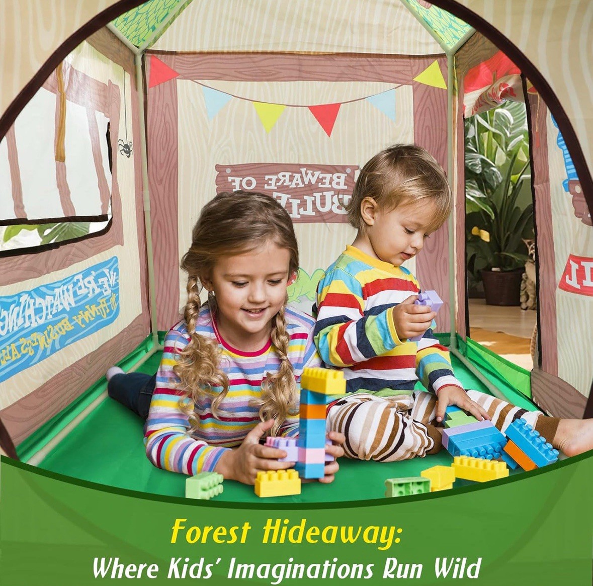 NIB SweHouse Kids Playhouse Clubhouse Tent Roll Up Door Windows Toddler Indoor