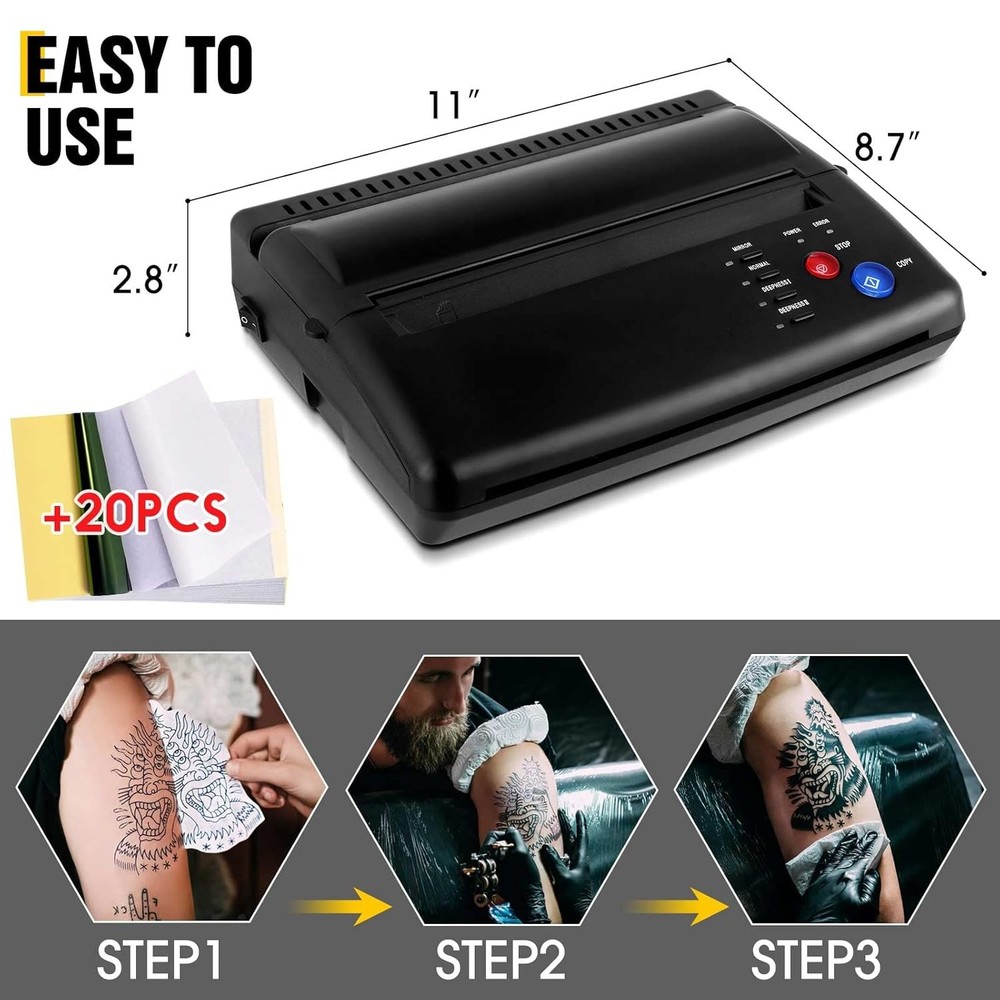 Tattoo Stencil Transfer Copier Printer with 20PCS Stencil Sheets Tattoo Stencil