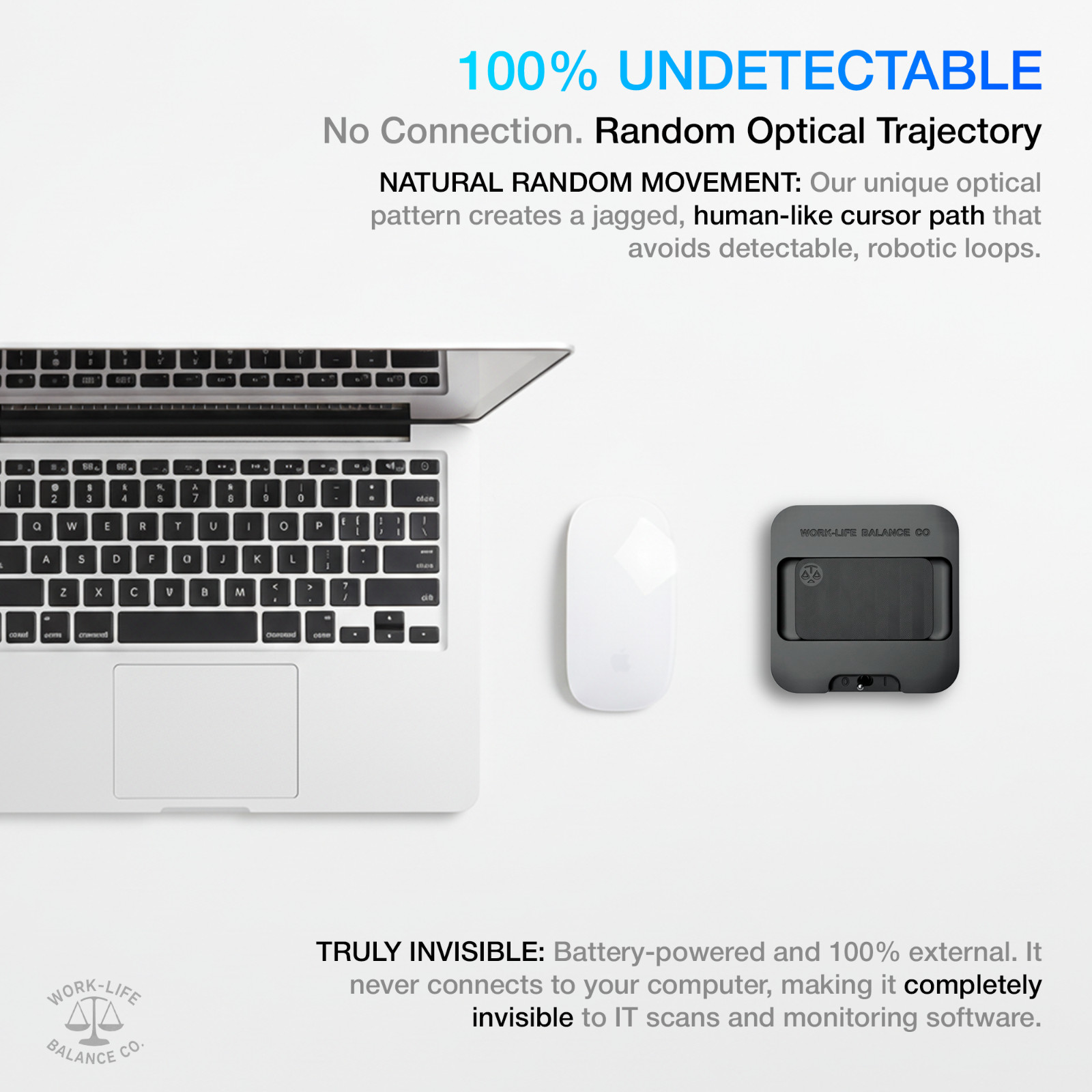 Mechanical Mouse Jiggler, Undetectable Device, Cordless Mouse Mover, Randomized