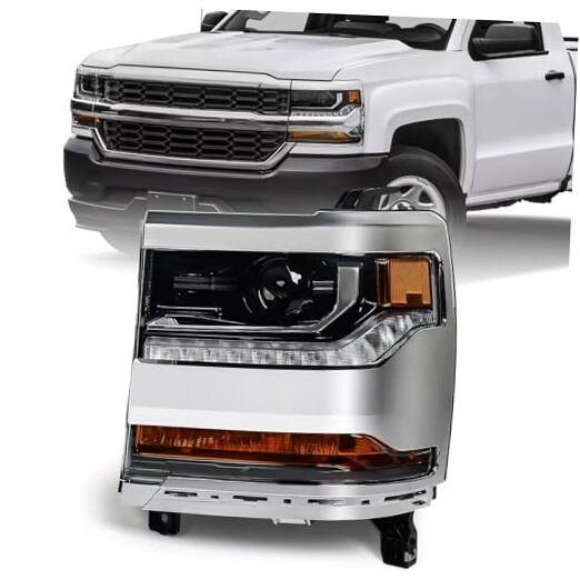 Headlight Assembly Compatible with Chevy Silverado 1500 2016 Left Driver Side