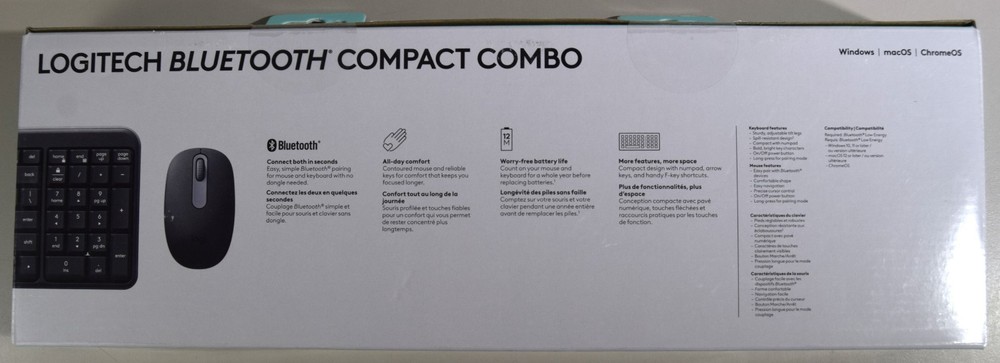 Logitech BLUETOOTH Black Compact Combo Wireless Keyboard & Mouse 920-013507 NEW