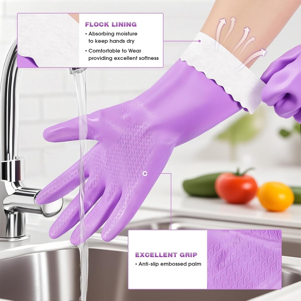 Non-Slip Eco-Friendly Kitchen Gloves - Durable, Soft, Multi-Tasking Pair, Medium