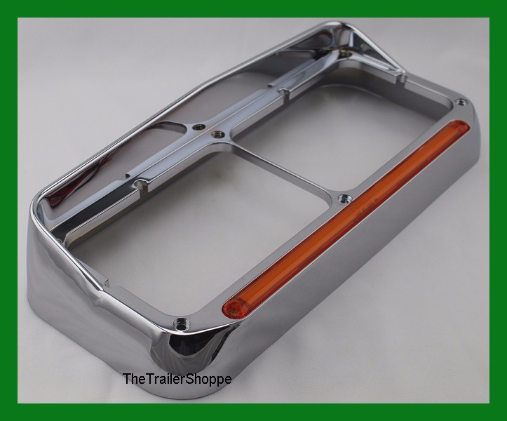 Headlight Bezel With Visor Rectangular Dual Lights 24 Amber "GLO" LEDs -UPI