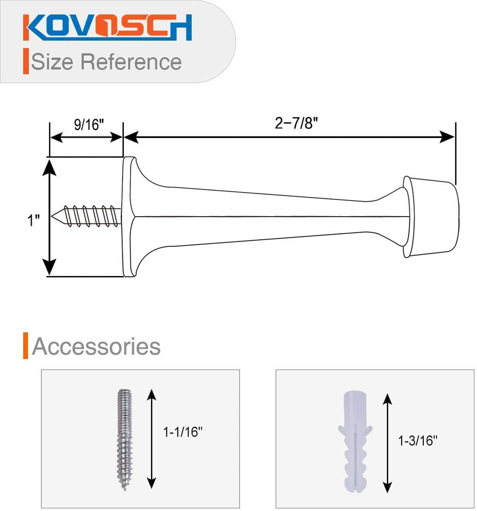 2 Pack Solid Rigid Door Stops - Heavy Duty Door Stoppers Wall Protector with Sof