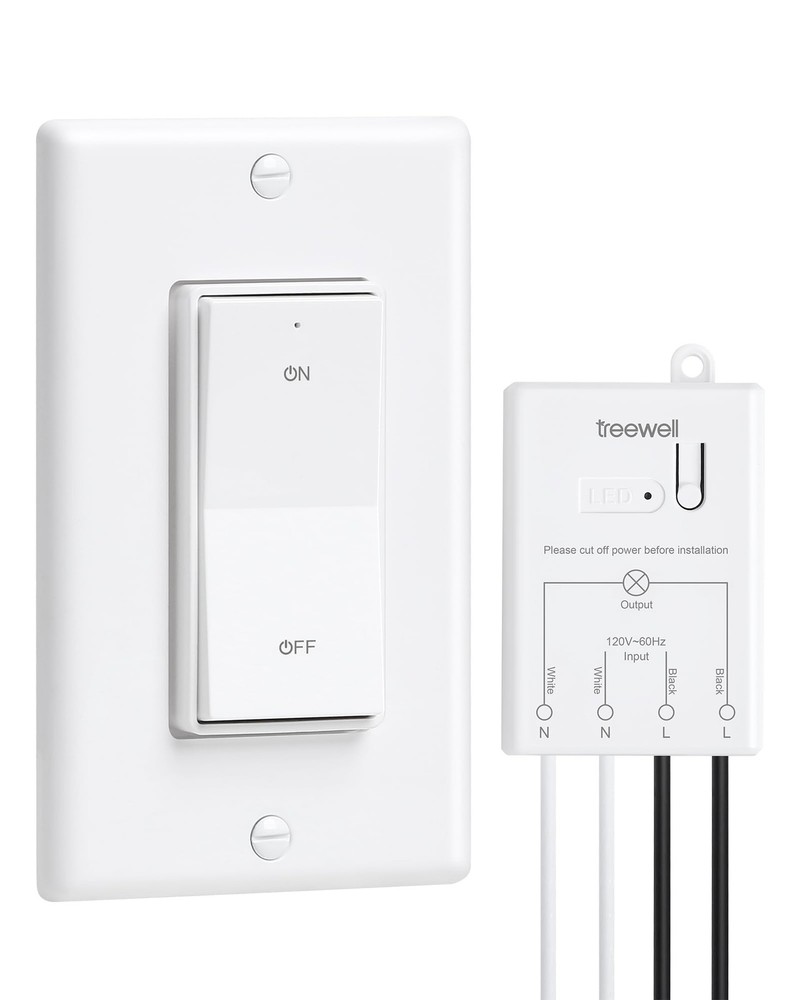 TREEWELL Wireless Light Switch and Receiver Kit, Decorator Rocker Wall...