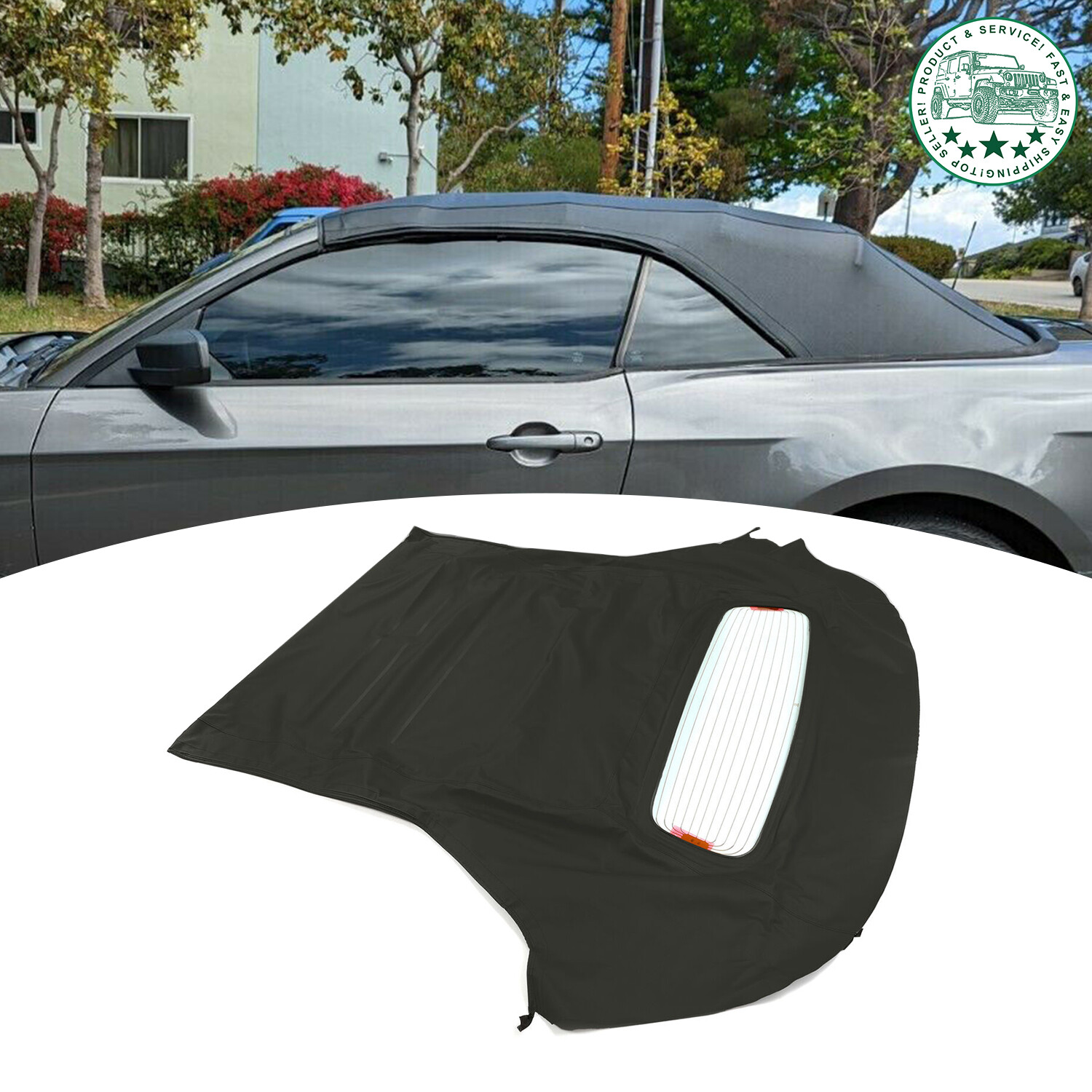 For 2005-2014 Ford Mustang Convertible Top Soft & Heated Glass Window Sailcloth