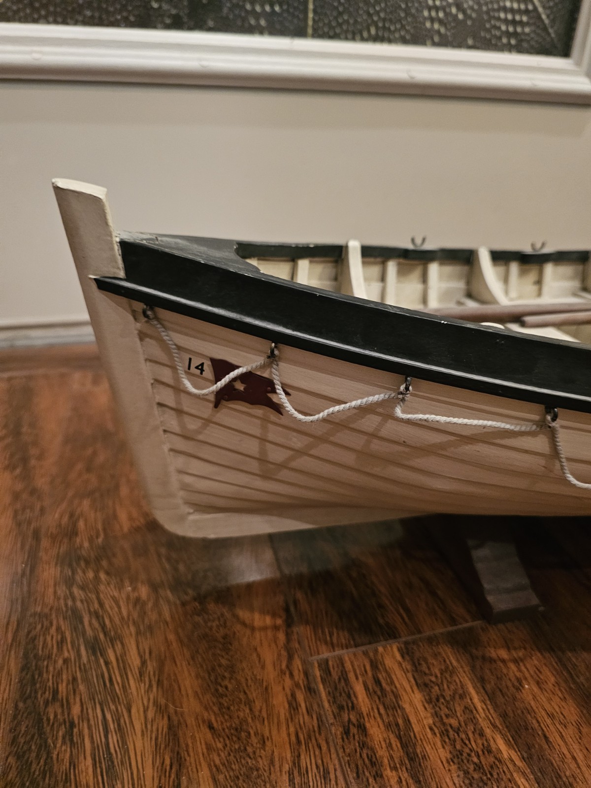 Vintage Liverpool #14 Wood Model Of Titanic Lifeboat, 31" W/Oars, Mast &...