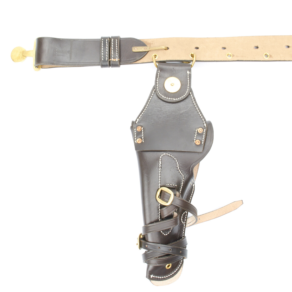 U.S. WWI & WWII M1912 .45 1911 Leather Holster, Belt, Pouch Set- Chocolate Brown