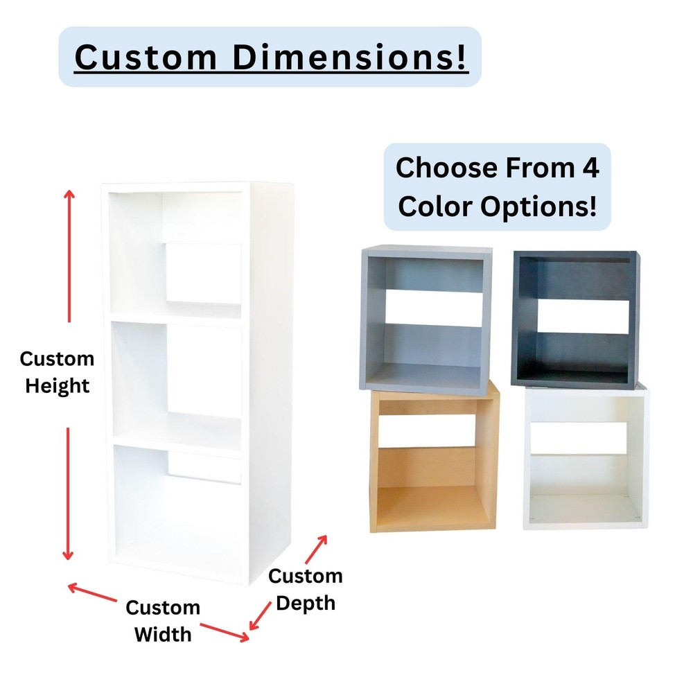 Custom Sized 3-Cube Cubby; Choose color, width, depth, and height. Units are ...