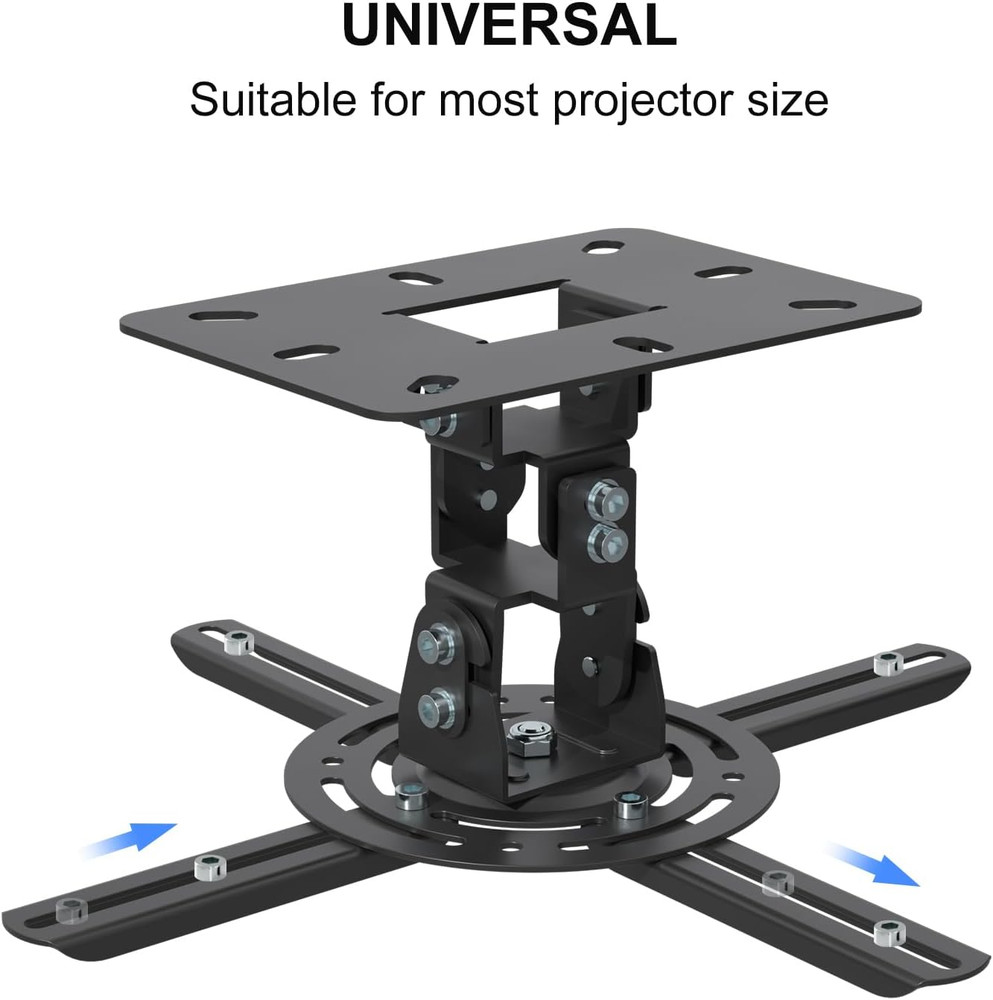 Univeral Projector Screen Wall Mount & Projector Ceiling Mount Black Bundle
