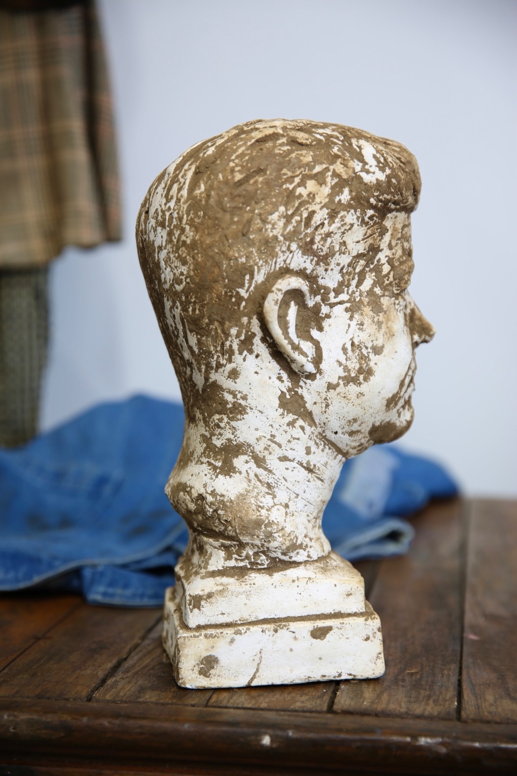 VTG Antique Mannequin Head Hat Stand Countertop Display Bust Chalkware Oddity