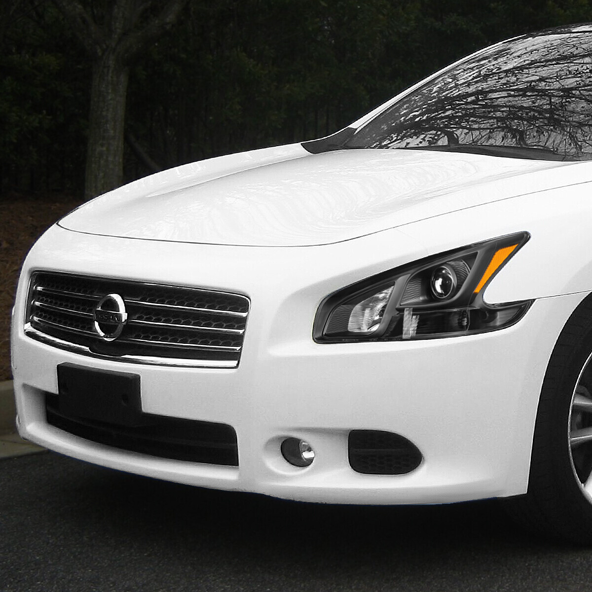 FOR 09-14 NISSAN MAXIMA BLACK HOUSING AMBER CORNER PROJECTOR HEADLIGHT HEADLAMP