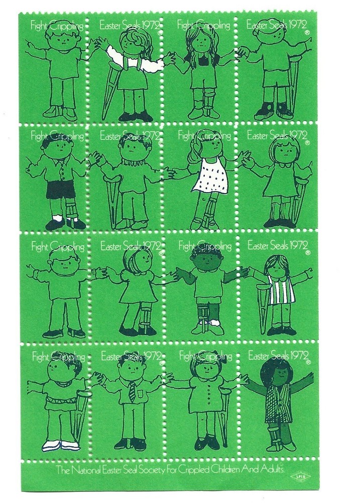 1972 USA  EASTER SEALS,  PARTIAL SHEET